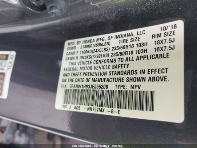 7FARW1H93JE055208 Honda Cr-v Touring