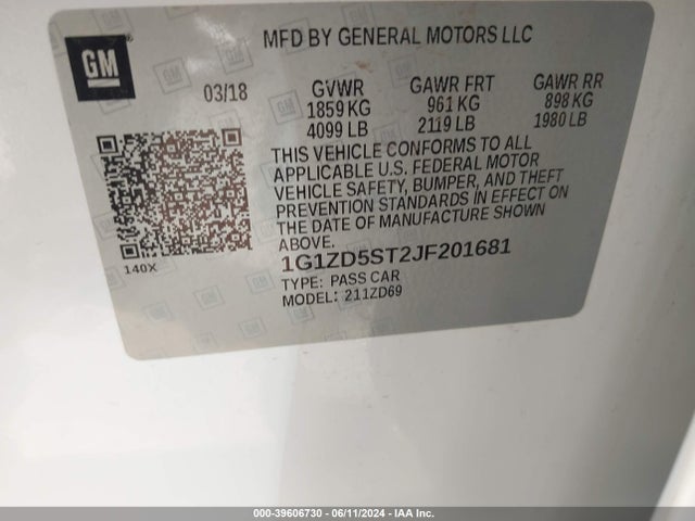 Chevrolet MALIBU LT 2018 1G1ZD5ST2JF201681 Image 9