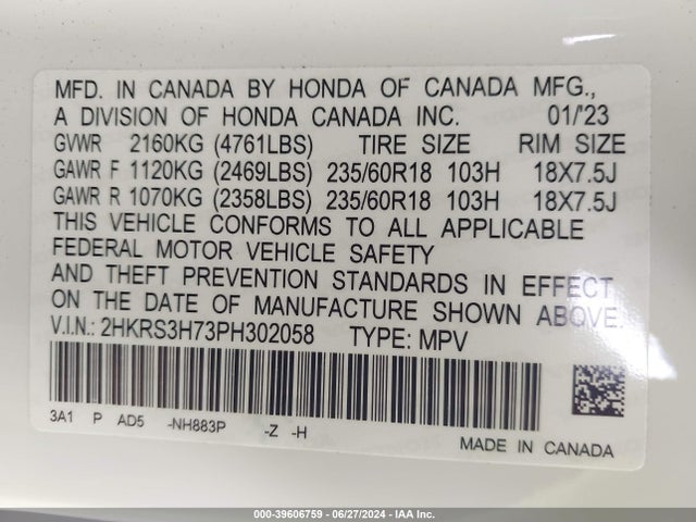 Honda Cr-v Ex-l 2wd 2023 2HKRS3H73PH302058 Image 9