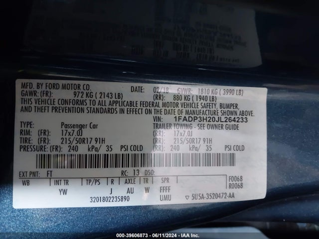 Ford FOCUS SEL 2018 1FADP3H20JL264233 Image 9