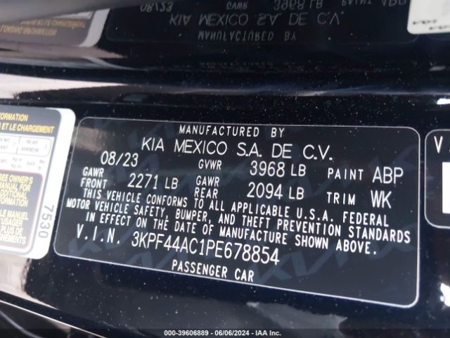 3KPF44AC1PE678854 KIA FORTE GT