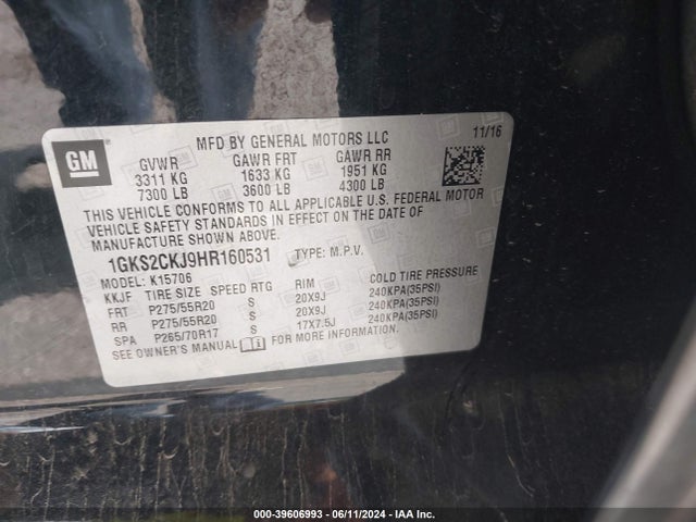 GMC YUKON DENALI 2017 1GKS2CKJ9HR160531 Image 9