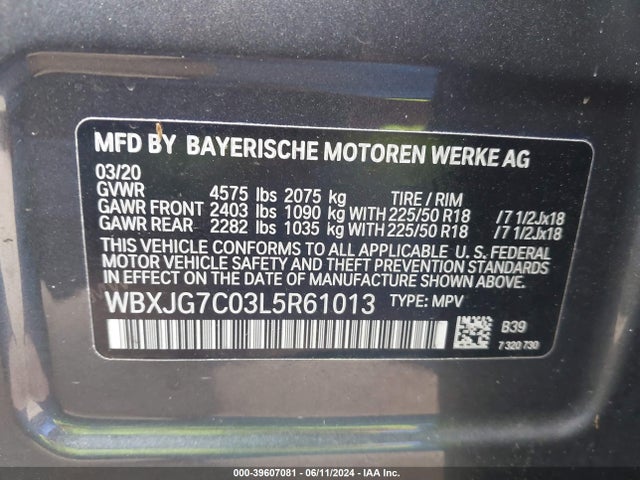 WBXJG7C03L5R61013 BMW X1 Sdrive28i