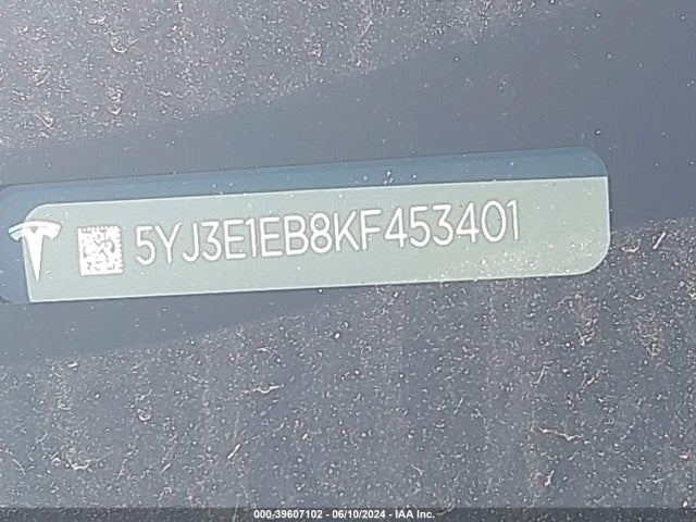 5YJ3E1EB8KF453401 Tesla Model 3 Long Range/performance