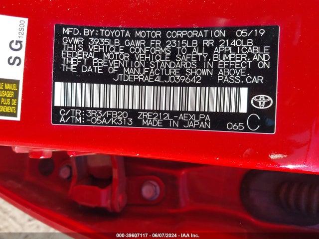 Toyota COROLLA LE 2020 JTDEPRAE4LJ039642 Image 9