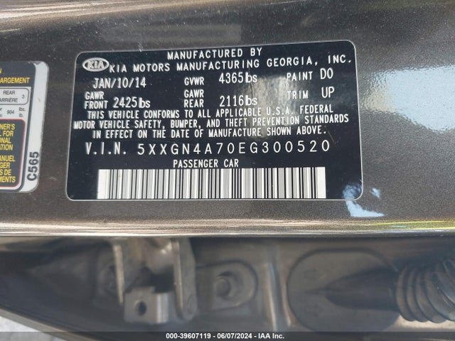KIA OPTIMA EX 2014 5XXGN4A70EG300520 Image 9