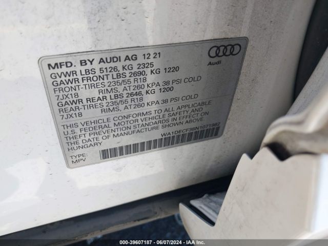 WA1DECF38N1071982 Audi Q3 Premium 45 Tfsi S Line Quattro Tiptronic