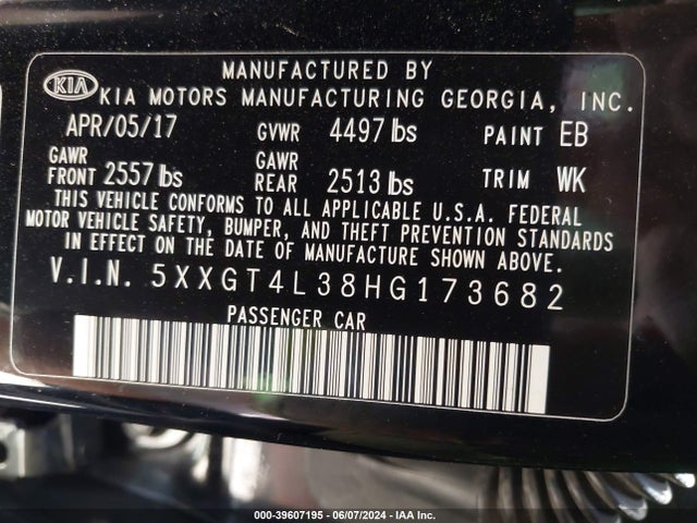 KIA Optima Lx 2017 5XXGT4L38HG173682 Image 9