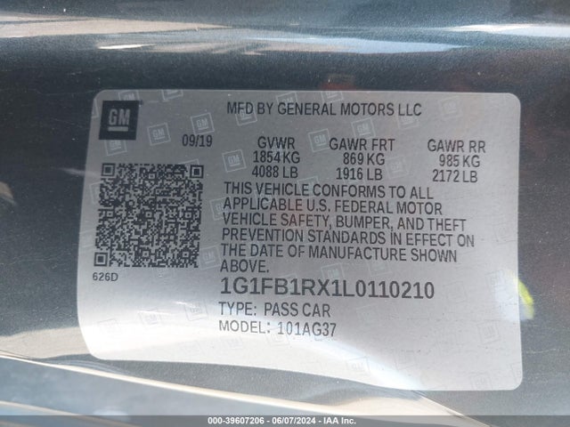 1G1FB1RX1L0110210 Chev Ltg - Spark Ignited Direct Injection, Variable Valve Timing, Alum Dohc, Dcvcp Turbo, E0-e100, Alum