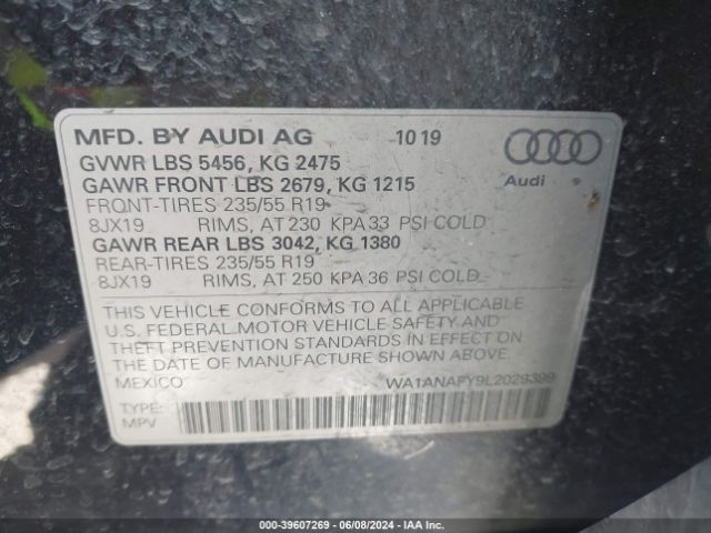 WA1ANAFY9L2029699 Audi Q5 Premium 45 Tfsi Quattro S Tronic