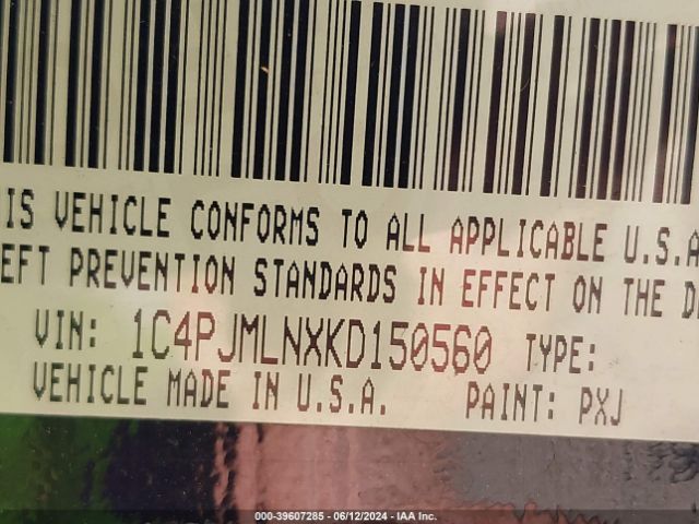 1C4PJMLNXKD150560 Jeep Cherokee Latitude Plus 4x4