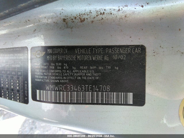 2003 MINI COOPER HARDTOP WMWRC33463TE14708 Photo 8
