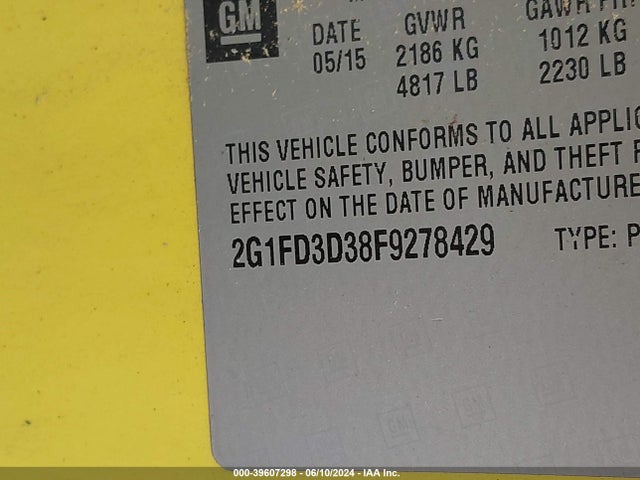 Chevrolet Camaro 1lt 2015 2G1FD3D38F9278429 Image 9