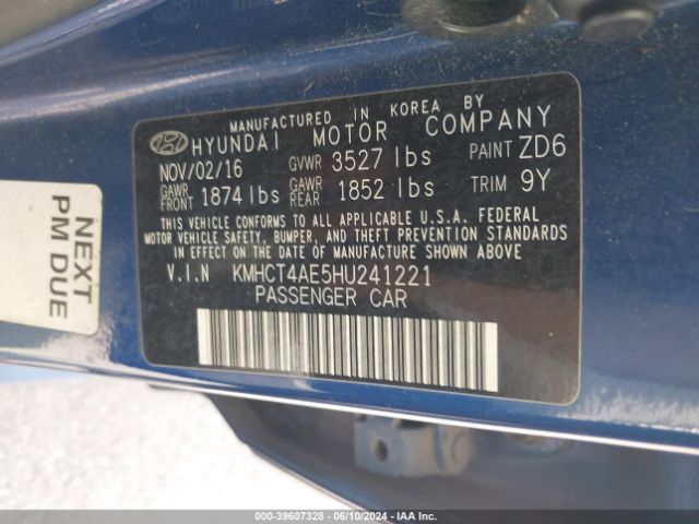 KMHCT4AE5HU241221 Hyundai ACCENT SE