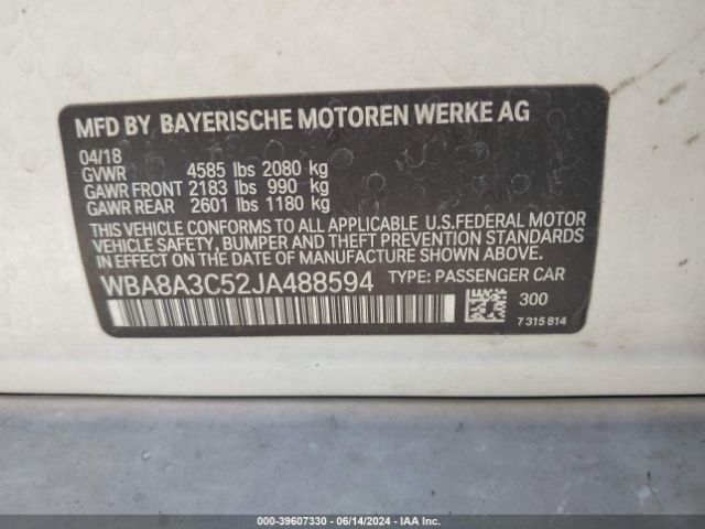 WBA8A3C52JA488594 BMW 320i Xdrive
