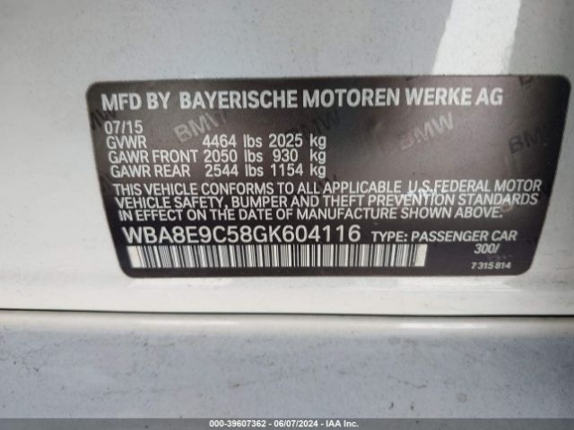 WBA8E9C58GK604116 BMW 328I