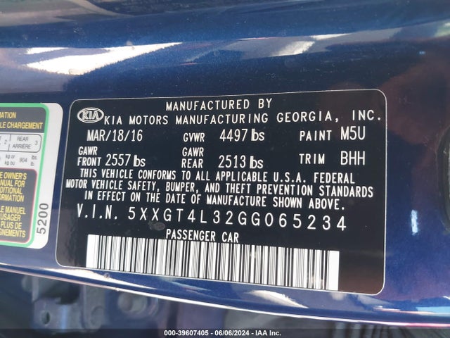 KIA Optima Lx 2016 5XXGT4L32GG065234 Image 9