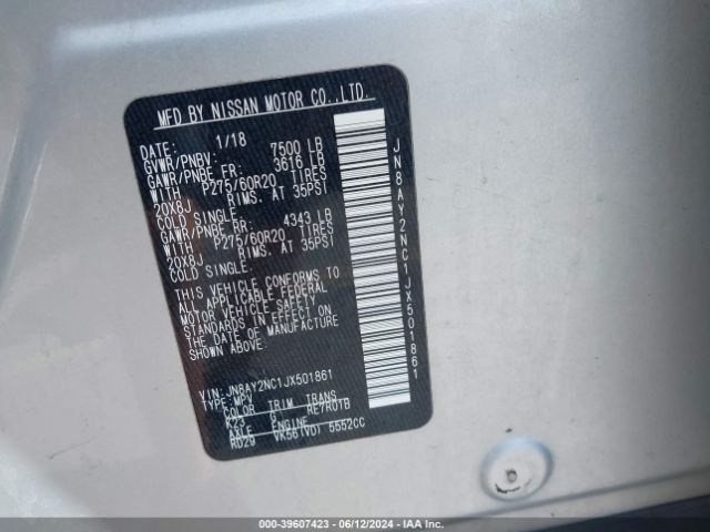 JN8AY2NC1JX501861 Nissan Armada Platinum