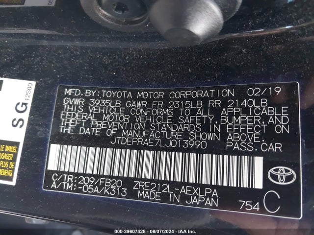 Toyota COROLLA LE 2020 JTDEPRAE7LJ013990 Image 7