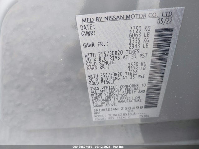 Nissan Pathfinder Platinum 4wd 2022 5N1DR3DJ4NC258499 Image 9