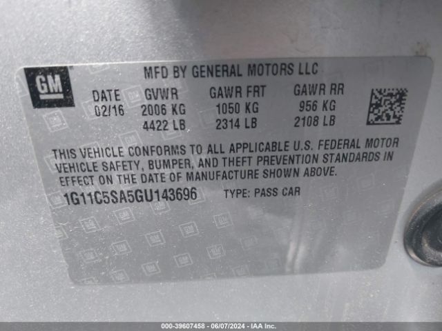 1G11C5SA5GU143696 Chevrolet Malibu Limited Lt