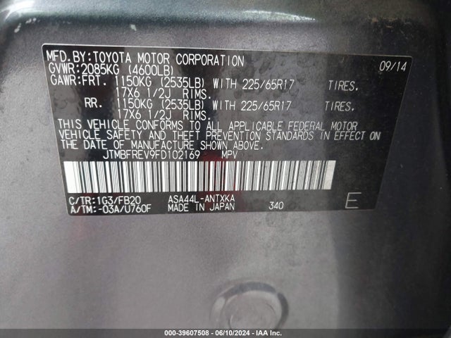 Toyota RAV4 LE 2015 JTMBFREV9FD102169 Image 9