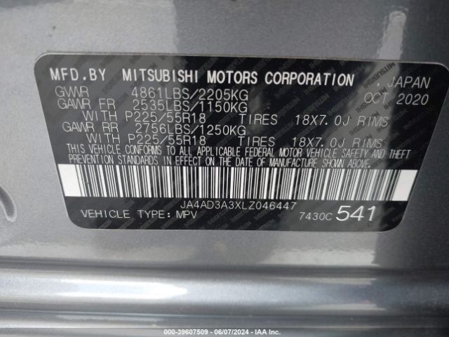 JA4AD3A3XLZ046447 Mitsubishi Outlander Le 2.4/se 2.4/sel 2.4/sp 2.4