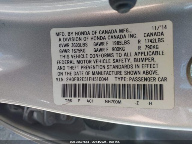 2HGFB2E51FH510044 Honda Civic Lx