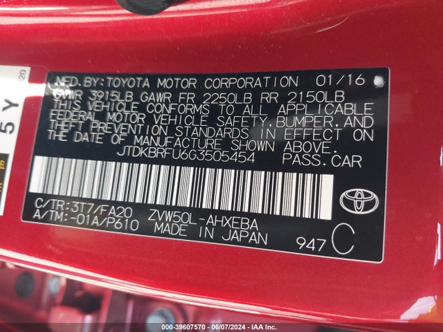 Toyota Prius Two 2016 JTDKBRFU6G3505454 Image 26