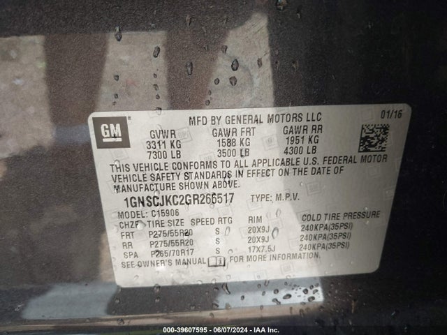 Chevrolet Suburban Ltz 2016 1GNSCJKC2GR266517 Image 9