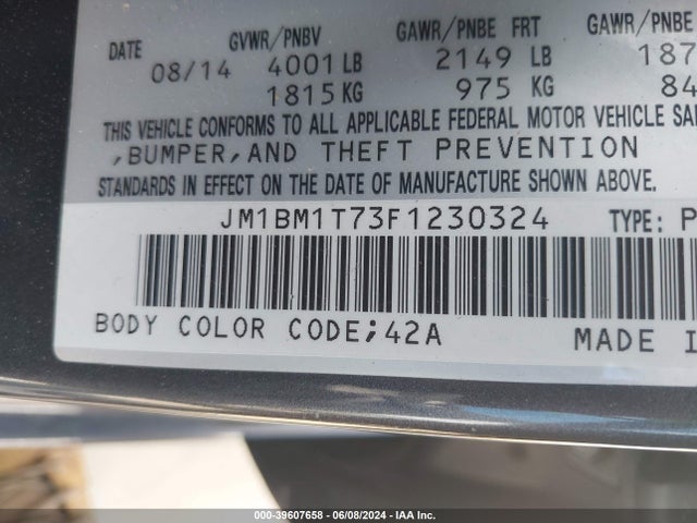 Mazda Mazda3 I Sv 2015 JM1BM1T73F1230324 Image 9