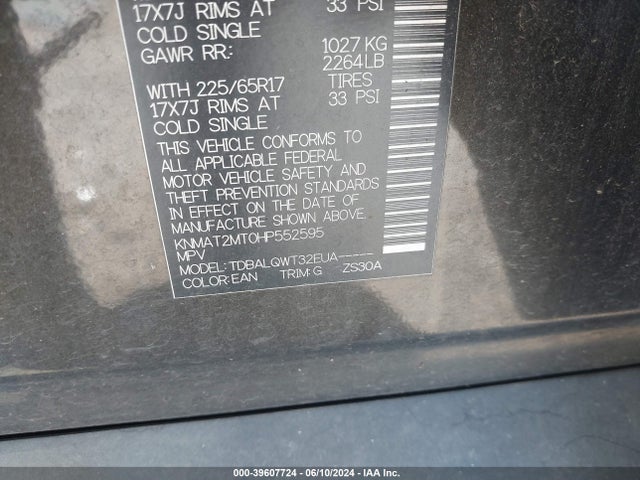 Nissan ROGUE SV 2017 KNMAT2MT0HP552595 Image 9