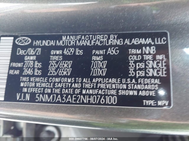 Hyundai TUCSON SE 2022 5NMJA3AE2NH076100 Image 9