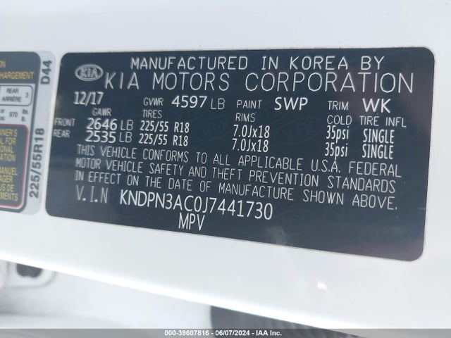 KIA Sportage Ex 2018 KNDPN3AC0J7441730 Image 9