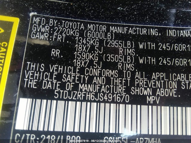 Toyota Highlander Xle 2018 5TDJZRFH6JS491670 Image 9