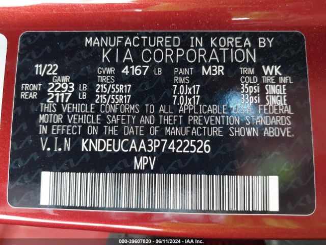 KNDEUCAA3P7422526 KIA SELTOS S