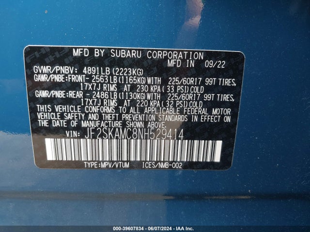 Subaru Forester Wilderness 2022 JF2SKAMC8NH529414 Image 9
