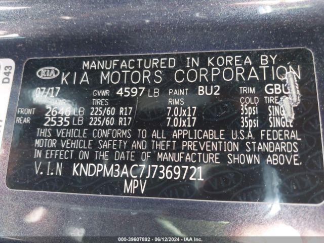 KNDPM3AC7J7369721 KIA Sportage Lx