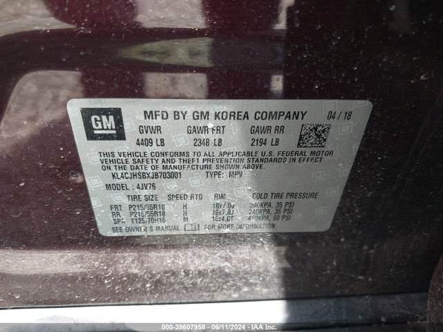 Buick Encore Premium 2018 KL4CJHSBXJB703001 Image 9