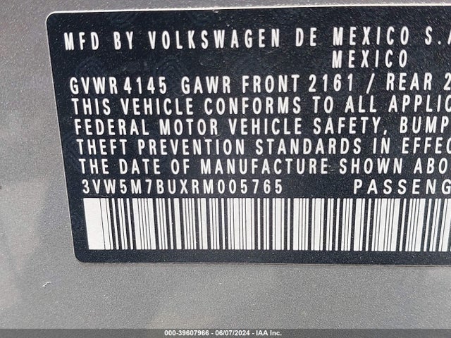 3VW5M7BUXRM005765 Volkswagen Jetta 1.5t S