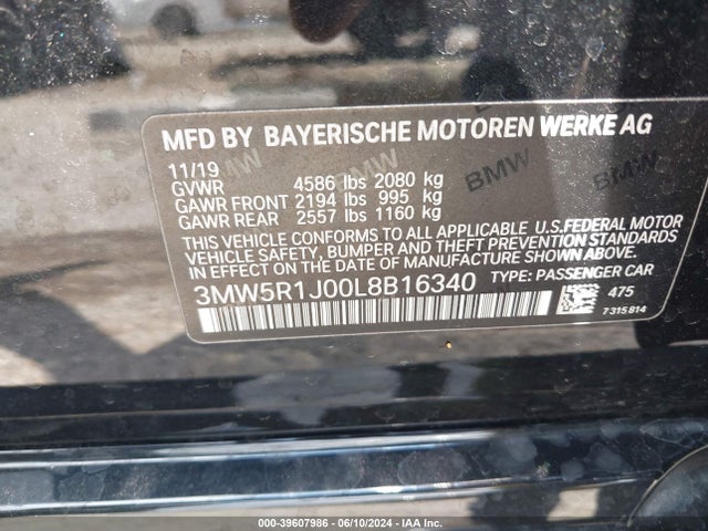 BMW 330I 2020 3MW5R1J00L8B16340 Image 9