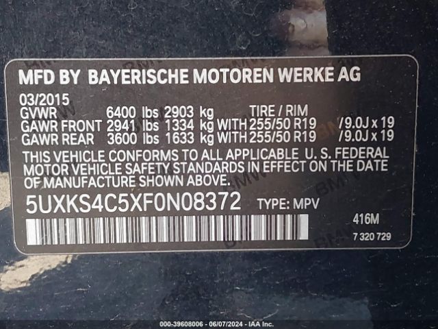 5UXKS4C5XF0N08372 BMW X5 Xdrive35d