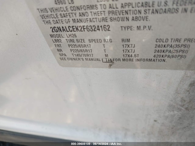 Chevrolet Equinox 2lt 2015 2GNALCEK2F6324162 Image 9