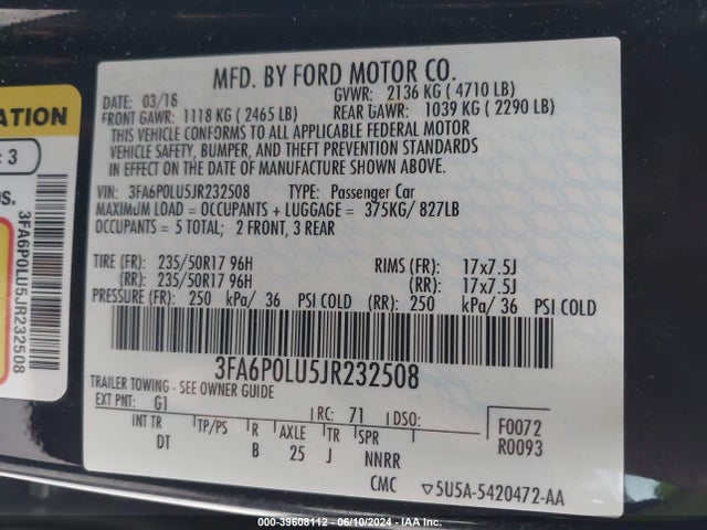 Ford Fusion Hybrid Se 2018 3FA6P0LU5JR232508 Image 9