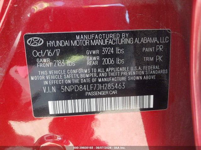 Hyundai ELANTRA SEL 2018 5NPD84LF7JH285463 Image 9