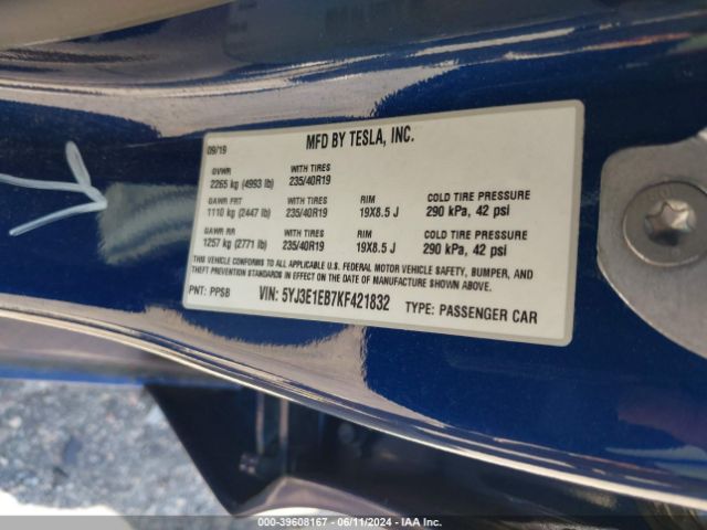 5YJ3E1EB7KF421832 Tesla Model 3 Long Range/performance