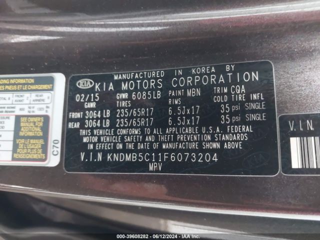KNDMB5C11F6073204 KIA SEDONA LX