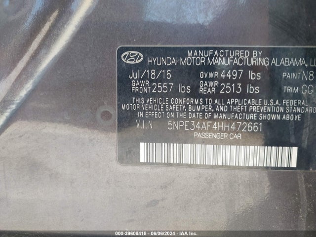 5NPE34AF4HH472661 Hyundai Sonata Sport