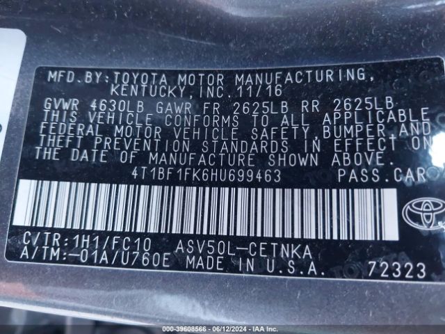 4T1BF1FK6HU699463 Toyota CAMRY LE