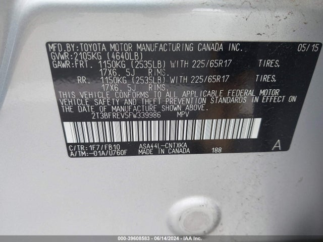 Toyota RAV4 LE 2015 2T3BFREV5FW339986 Image 9